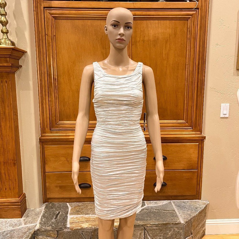 Alice + Olivia by Stacey Bendet  AIR Silver Sleeveless Midi Dress Size XS NWT